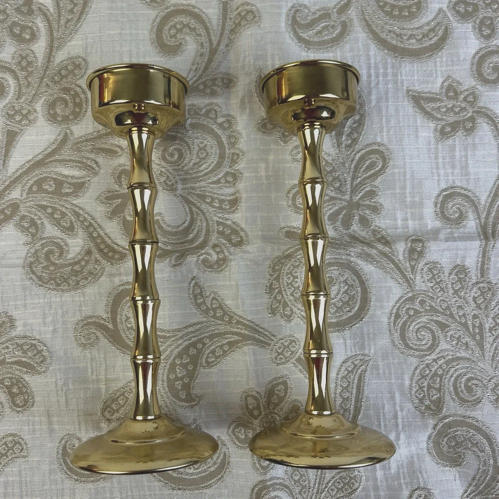Brass Candlestick Holders Pair 8.5